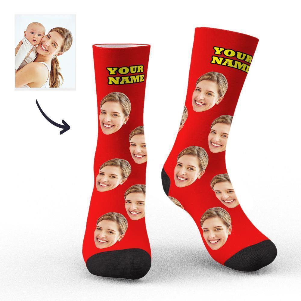 Custom Socks Face Socks Photo Socks with Your Text 3D Preview Gifts for Mom - soufeelus