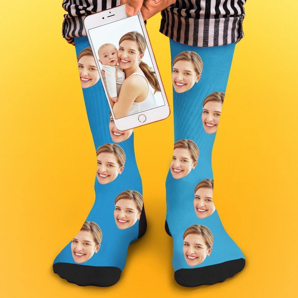 Custom Socks Face Socks Photo Socks with Your Text 3D Preview Gifts for Mom - soufeelus