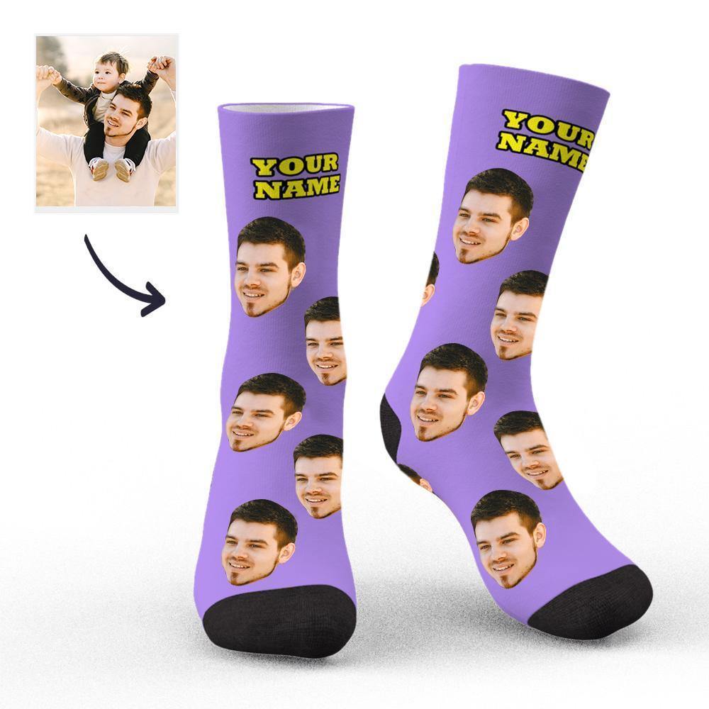 Face Socks Custom Socks Photo Socks with Your Text 3D Preview Gifts for Dad - soufeelus