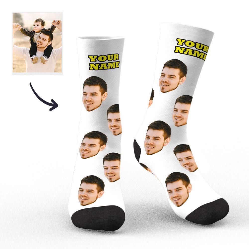 Face Socks Custom Socks Photo Socks with Your Text 3D Preview Gifts for Dad - soufeelus