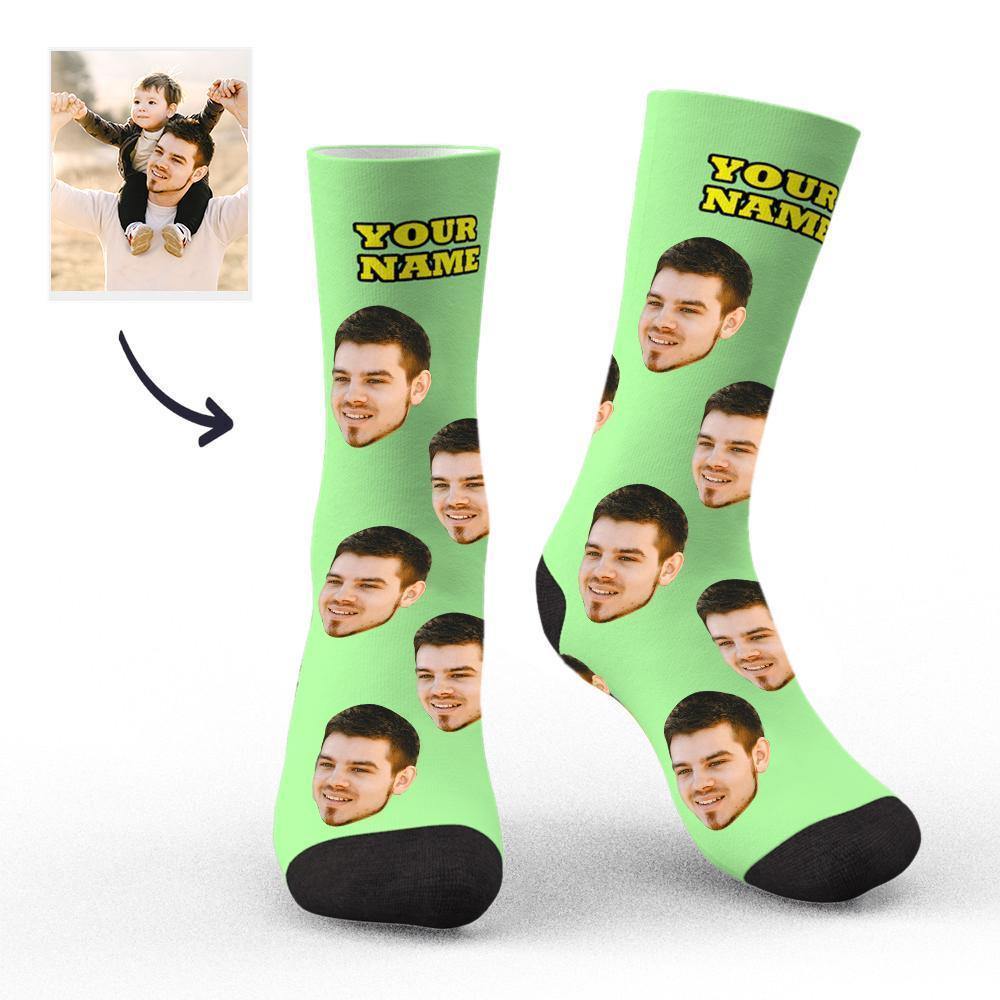 Face Socks Custom Socks Photo Socks with Your Text 3D Preview Gifts for Dad - soufeelus