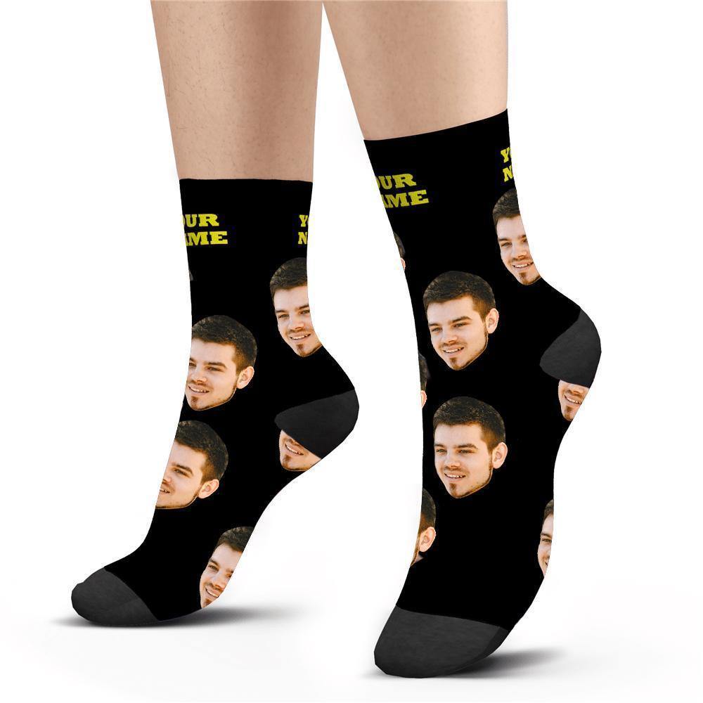 Face Socks Custom Socks Photo Socks with Your Text 3D Preview Gifts for Dad - soufeelus
