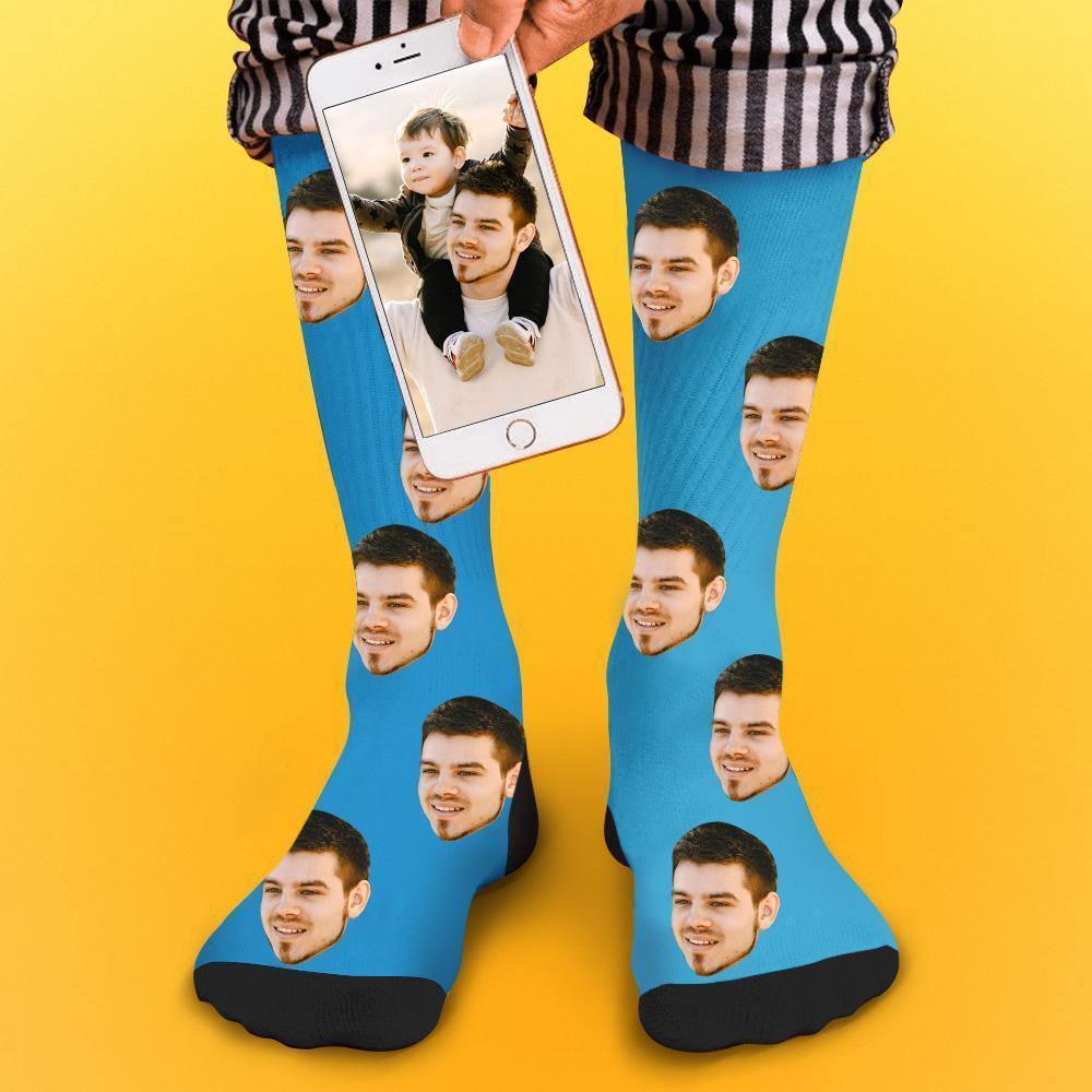 Face Socks Custom Socks Photo Socks with Your Text 3D Preview Gifts for Dad - soufeelus