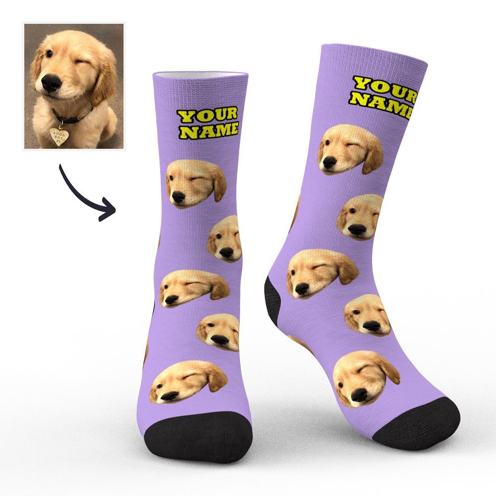 Custom Socks Face Socks Photo Socks with Your Text 3D Preview Colorful Socks for Pet