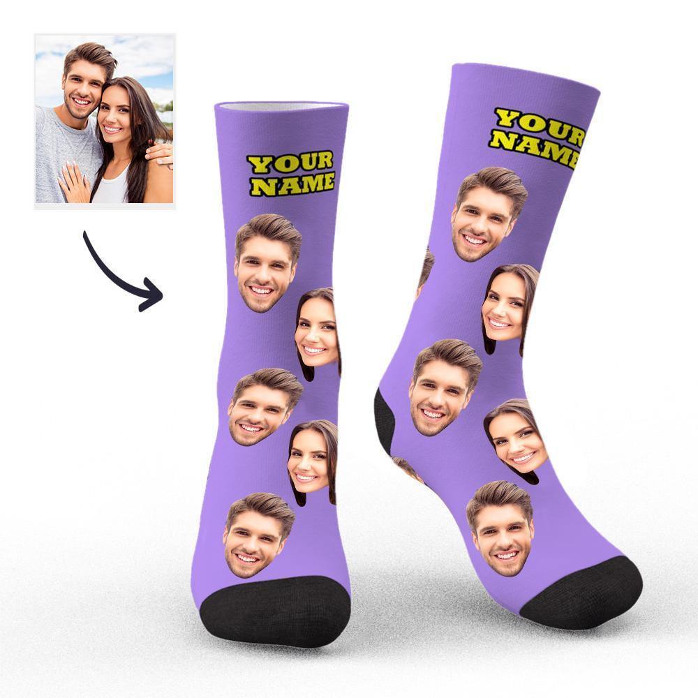 Custom Socks Face Socks Photo Socks with Your Text 3D Preview Colorful Socks - soufeelus