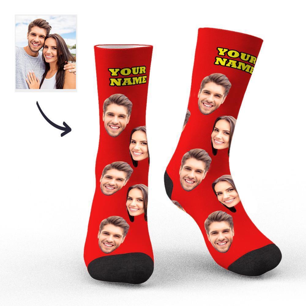 Custom Socks Face Socks Photo Socks with Your Text 3D Preview Colorful Socks - soufeelus