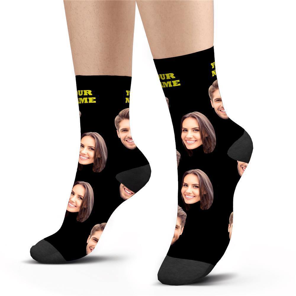 Custom Socks Face Socks Photo Socks with Your Text 3D Preview Colorful Socks - soufeelus