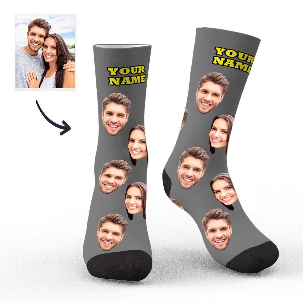 Custom Socks Face Socks Photo Socks with Your Text 3D Preview Colorful Socks - soufeelus