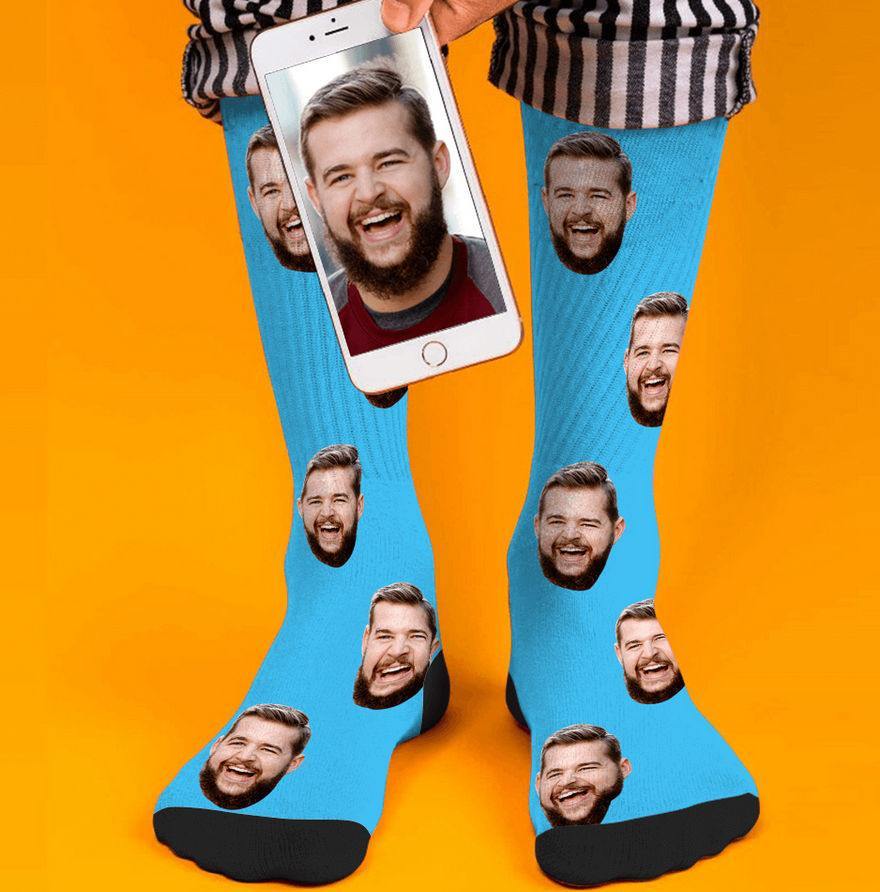 Custom Socks Face Socks Photo Socks with Your Text 3D Preview Colorful Socks - soufeelus