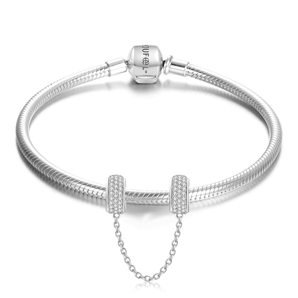 Soufeel Snake Chain Bracelet with Safety Chain Silver - soufeelus