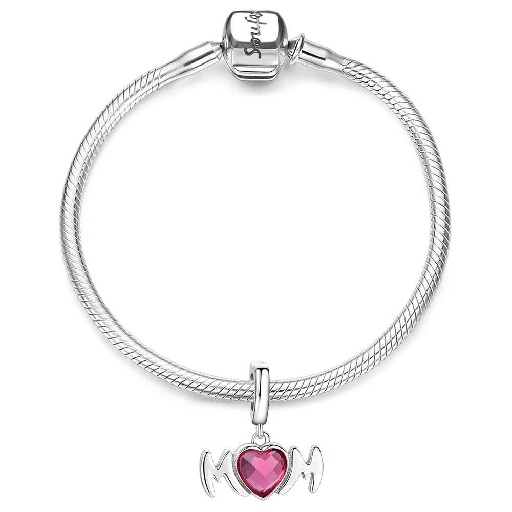 Love Mom Dangle with Semi-precious Stone Bracelet - soufeelus