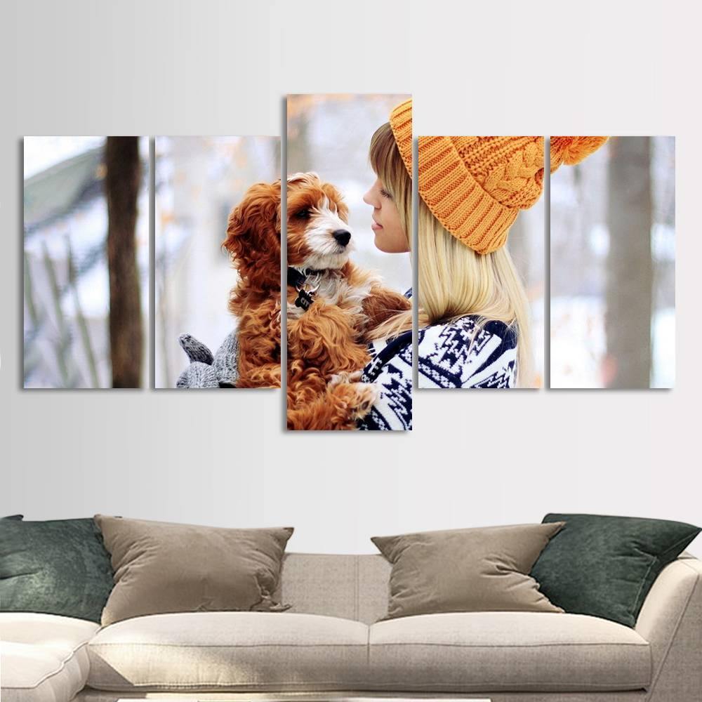 Custom Wall Art Canvas Prints Custom Photo 5pcs Contemporary Oil Painting for Living Room - soufeelus