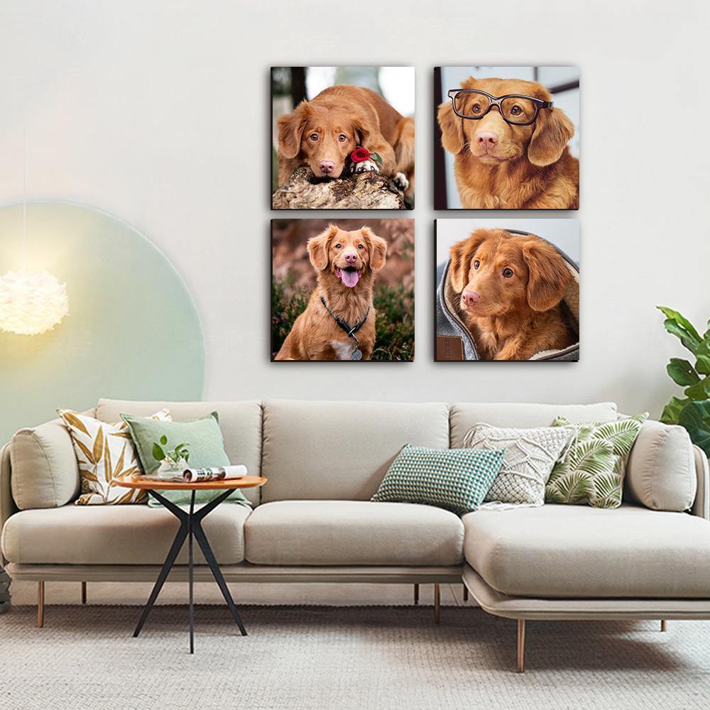 Custom Wall Art Oil Painting Gifts 4pcs for Pets Frameless - soufeelus