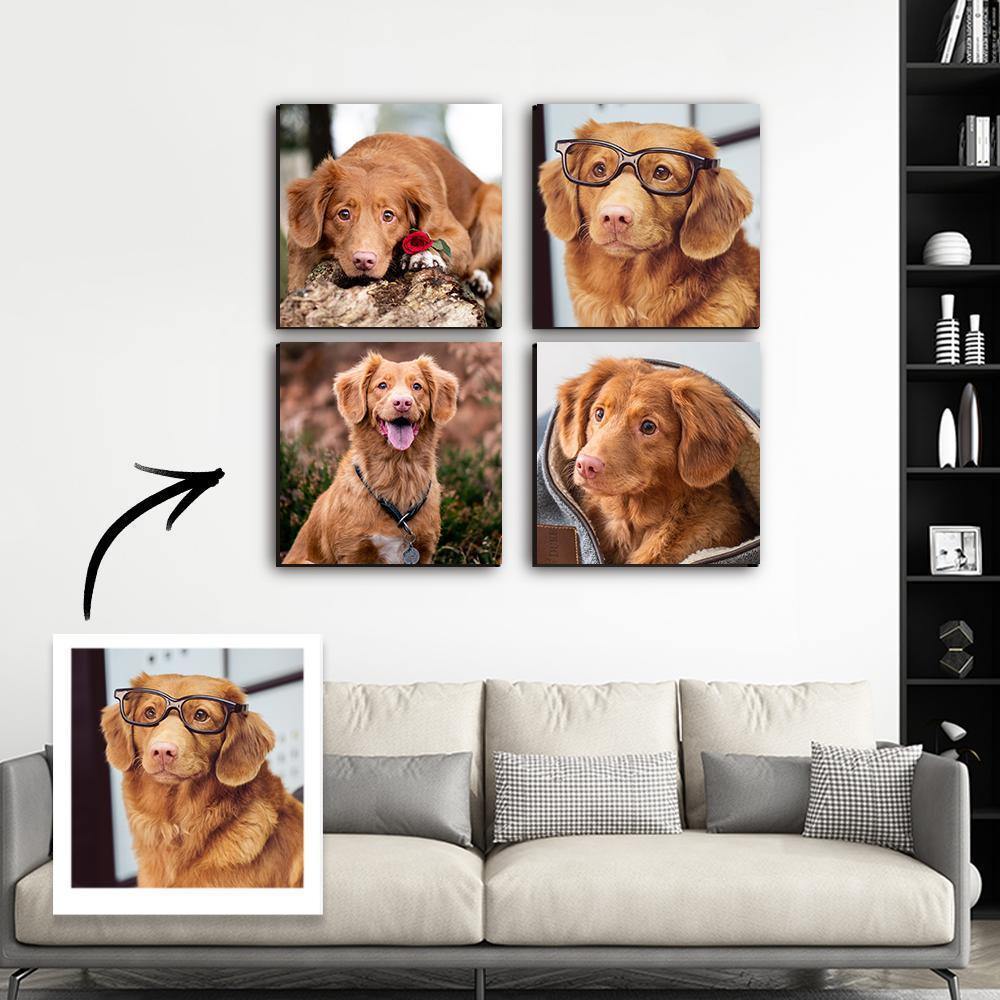 Custom Wall Art Oil Painting Gifts 4pcs for Pets Frameless - soufeelus