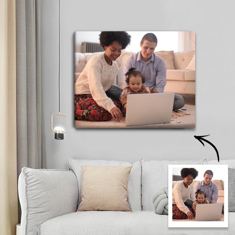 Custom Canvas Prints Personalised Photo Custom Oil Painting Gifts with Frame for Family 45*30cm - soufeelus