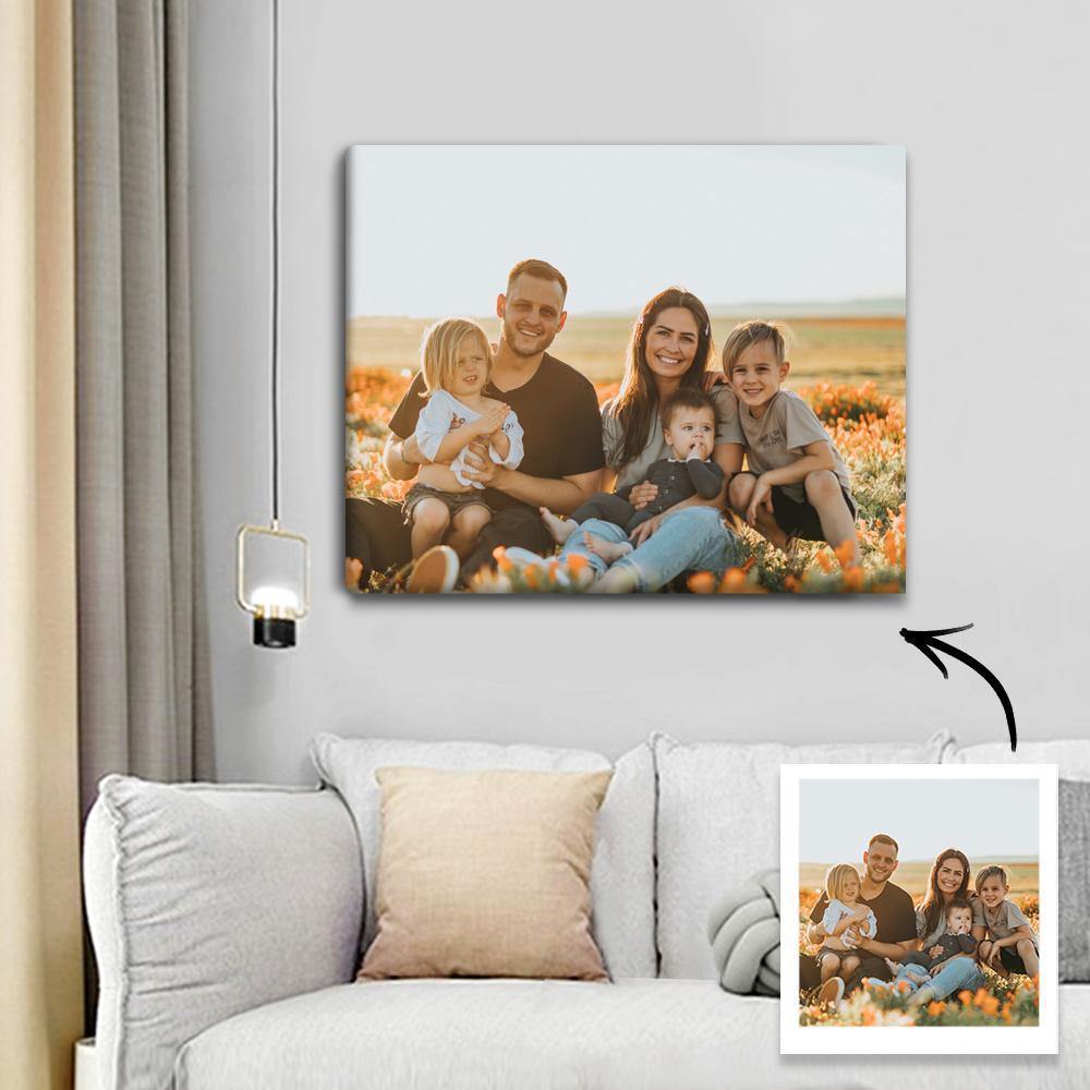 Custom Canvas Prints Personalised Photo Custom Oil Painting Gifts with Frame for Family 45*30cm - soufeelus