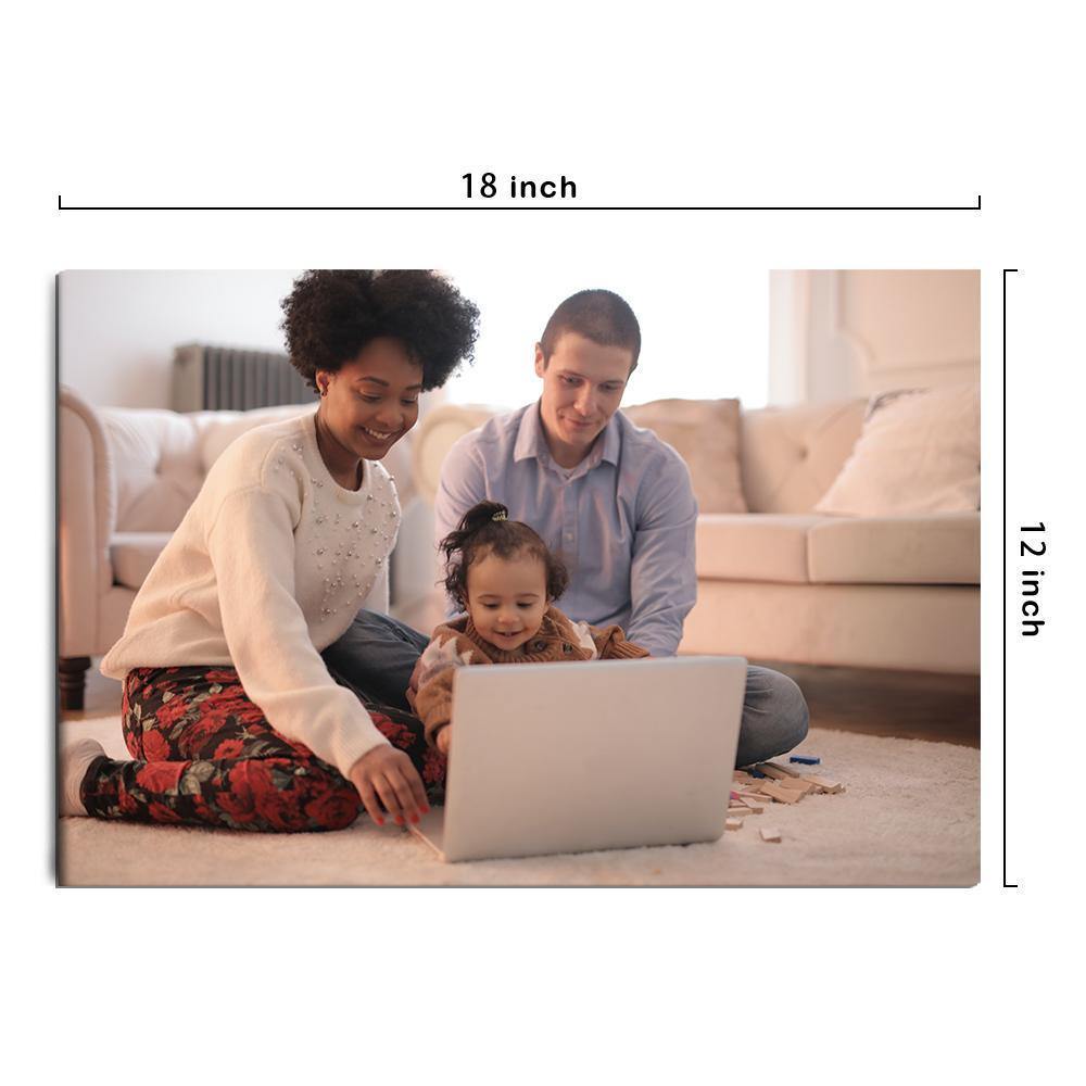 Custom Canvas Prints Personalised Photo Custom Oil Painting Gifts with Frame for Family 45*30cm - soufeelus