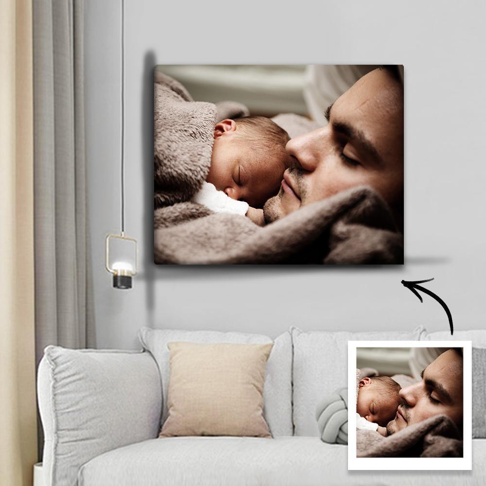 Custom Wall Art Canvas Prints Personalised Photo Custom Oil Painting Gifts with Frame for Men 40*40cm - soufeelus