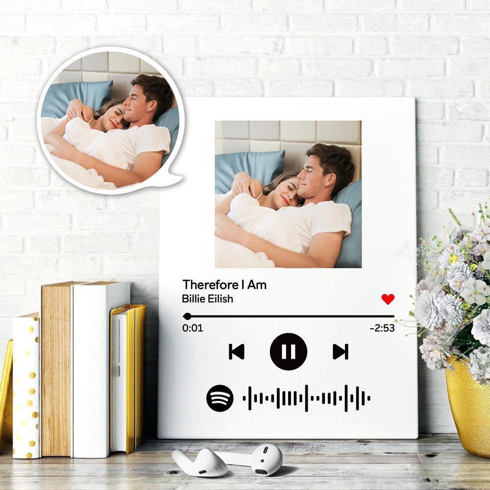 Spotify Code Canvas Wall Art Canvas Photo Oil Painting, Scannable Custom Music Song Gifts for Couple 11.8in*15.7in (30*40cm) Canvas Only - soufeelus