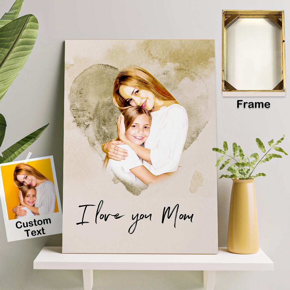 Custom Wall Art Watercolor Photo Aquarelle Oil Painting Frameless for Mother's Day - soufeelus