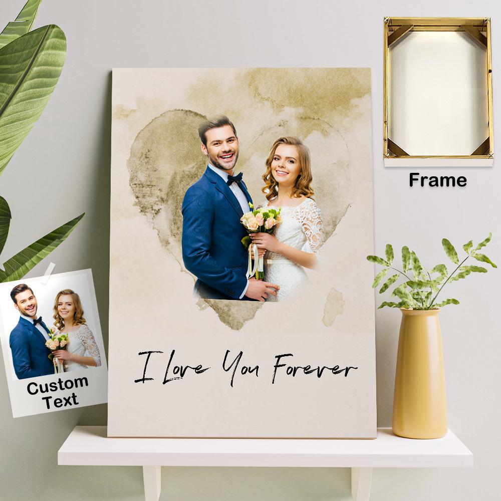 Custom Wall Art Watercolor Photo Aquarelle Oil Painting With DIY Frame Wedding Anniversary Gift - soufeelus