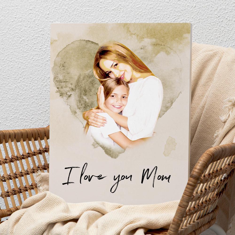 Custom Wall Art Watercolor Photo Aquarelle Oil Painting Frameless for Mother's Day - soufeelus