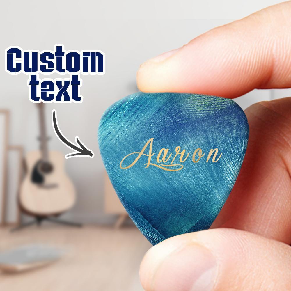 Engraved Guitar Pick Blue