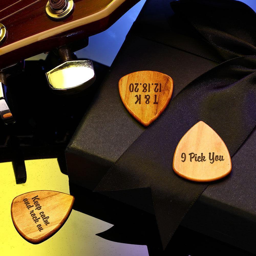 Custom 3PCS Guitar Pick Guitar Wood Picks Box Guitar-shaped Picks Box Plectrum Container Romantic Gifts - soufeelus