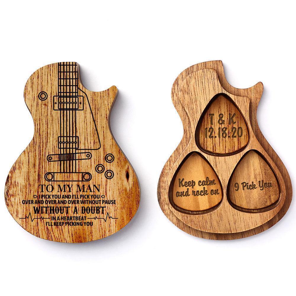 Custom 3PCS Guitar Pick Guitar Wood Picks Box Guitar-shaped Picks Box Plectrum Container Romantic Gifts - soufeelus