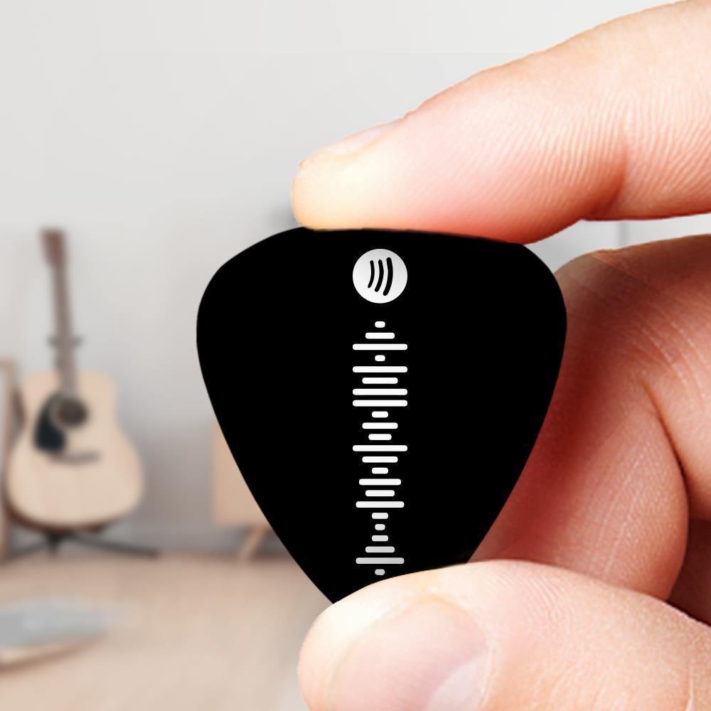 Custom Scannable Spotify Code Guitar Pick, Engraved Custom Music Song Guitar Pick Black Gifts Ideas 12Pcs - soufeelus