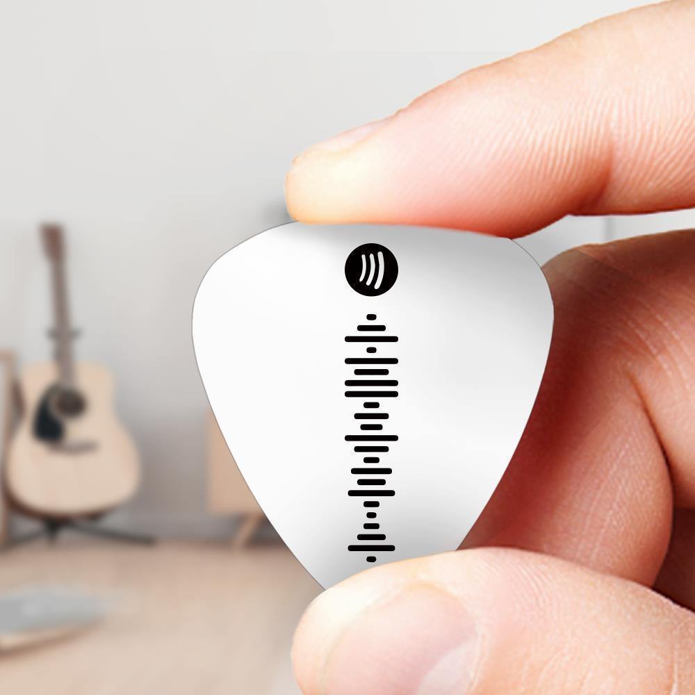 Scannable Spotify Code Guitar Pick, Engraved Custom Music Song Guitar Pick White Unique Gifts 12Pcs - soufeelus