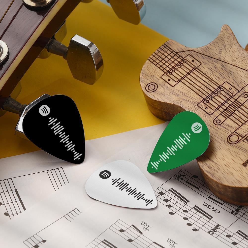 Custom Scannable Spotify Code Guitar Pick, Engraved Custom Music Song Guitar Pick Black Gifts for Boyfriend 12Pcs - soufeelus