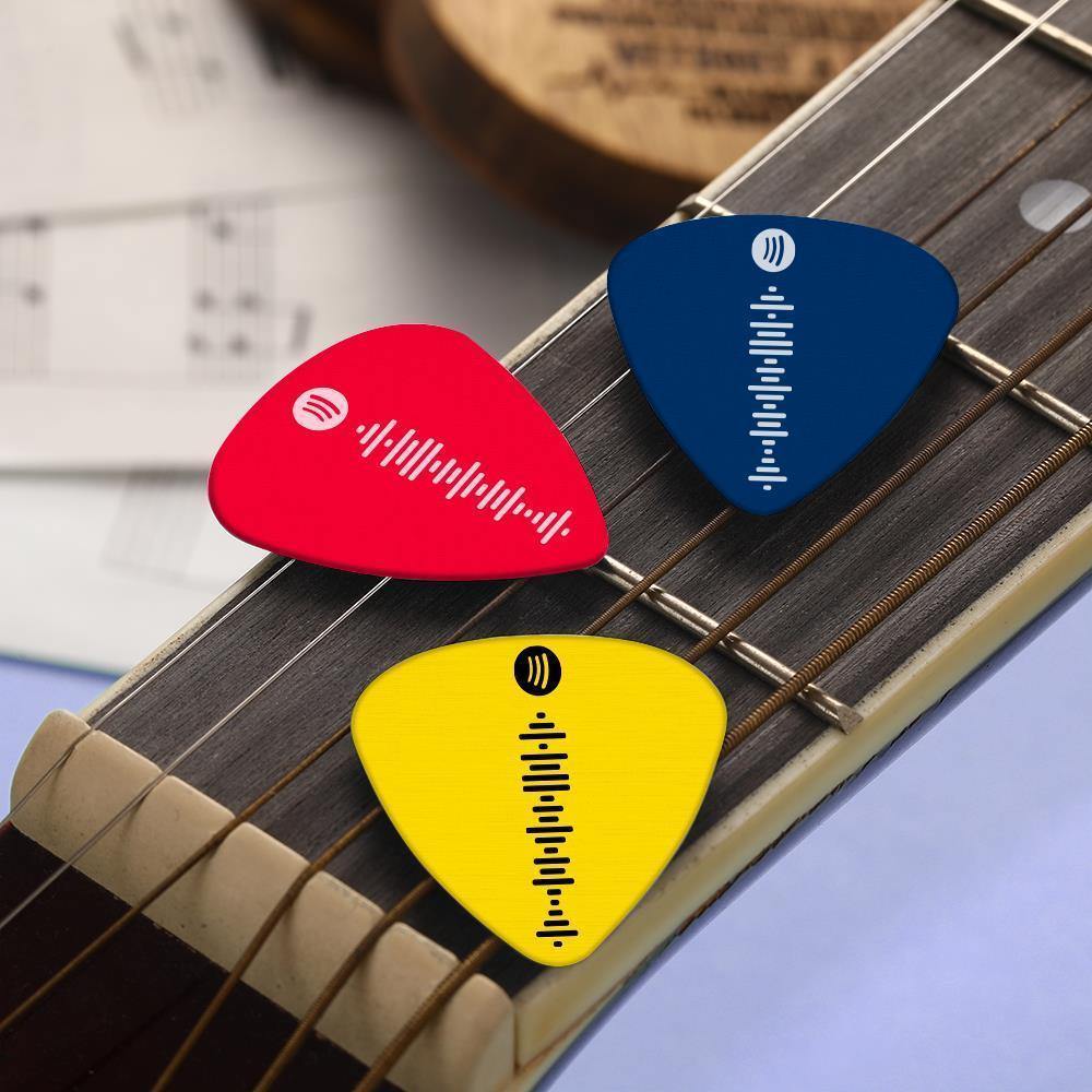 Scannable Spotify Code Guitar Pick, Engraved Custom Music Song Guitar Pick White Gifts for Him 12Pcs - soufeelus
