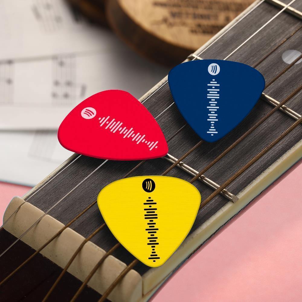 Custom Scannable Spotify Code Guitar Pick, Engraved Custom Music Song Guitar Pick Black Gifts Ideas 12Pcs - soufeelus