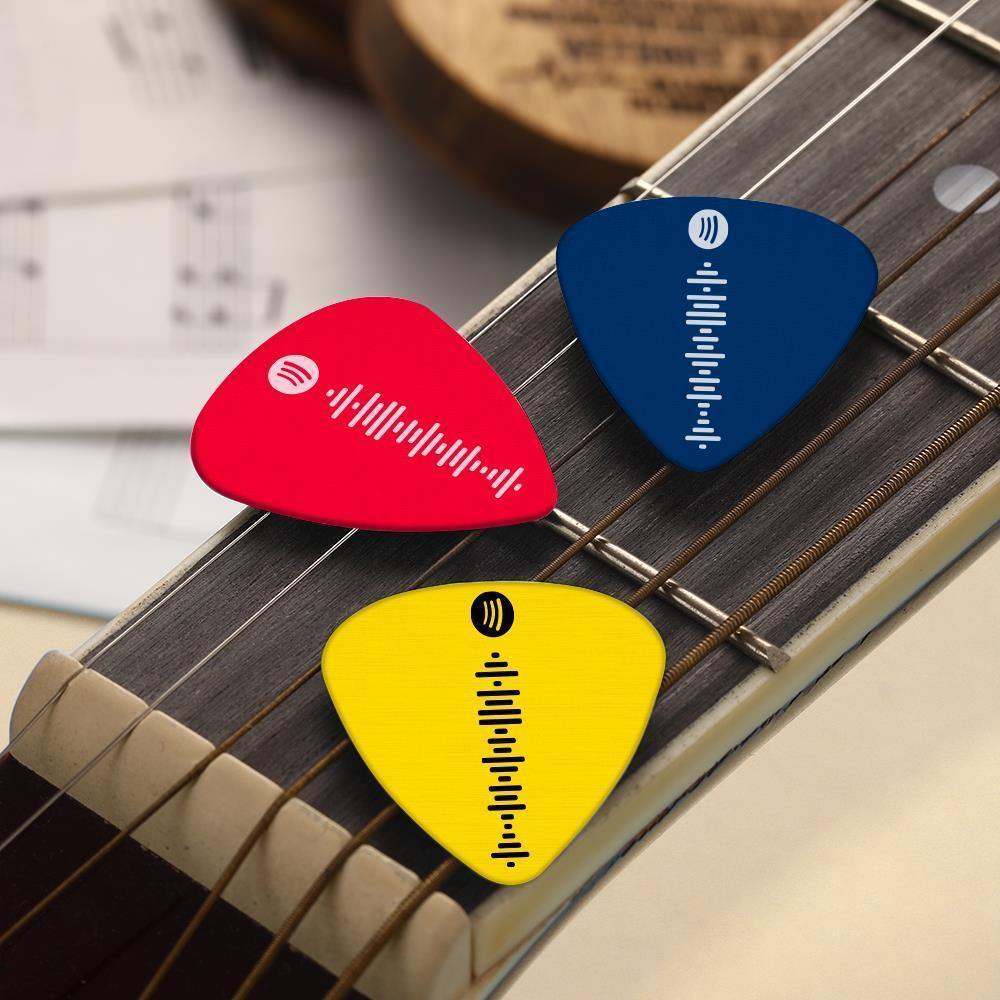 Scannable Spotify Code Guitar Pick, Engraved Custom Music Song Guitar Pick White Unique Gifts 12Pcs - soufeelus
