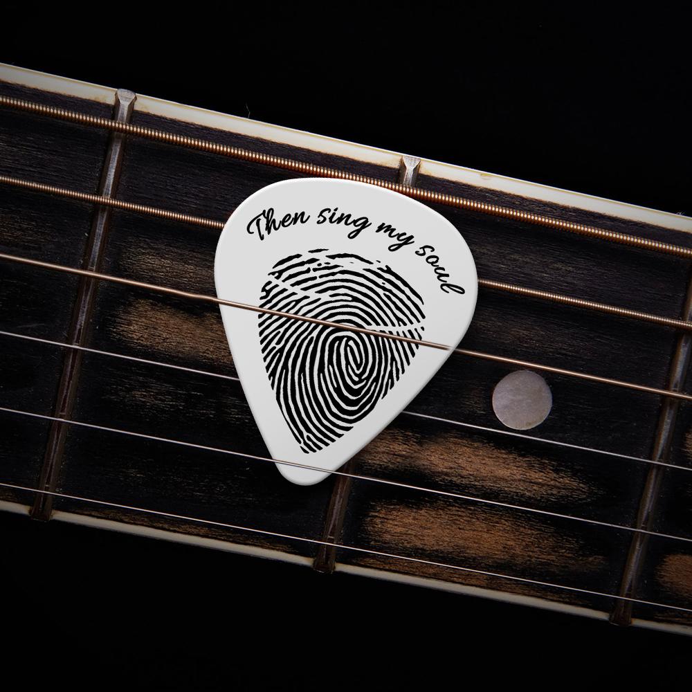 Custom Fingerprint Engraved Guitar Pick Custom Hand Stamped Pick Dad Or Music Lover Personalized Gift detail