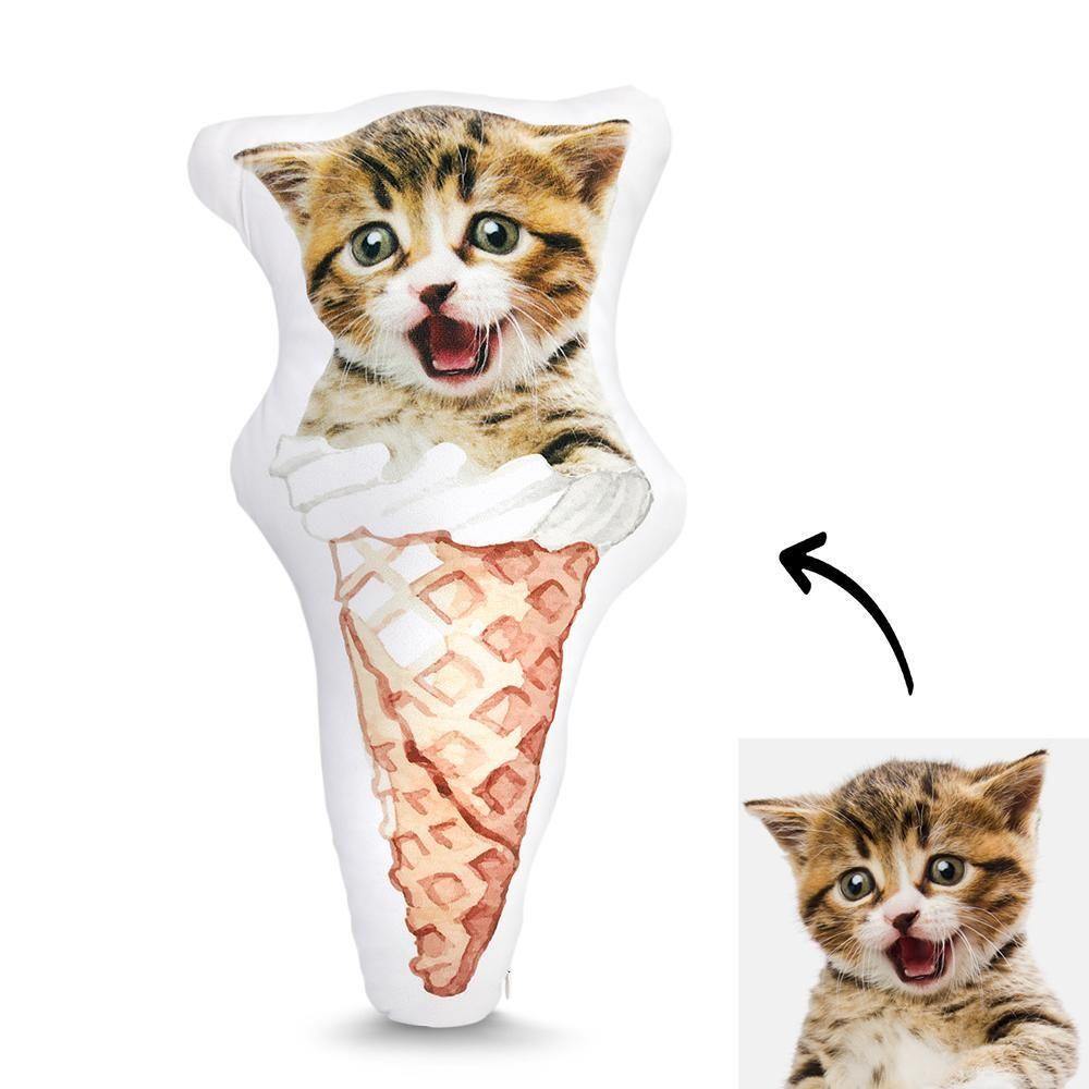Personalised 3D Portrait Photo Pillow Ice Cream Cone Lovely Puppies 30*40cm - soufeelus