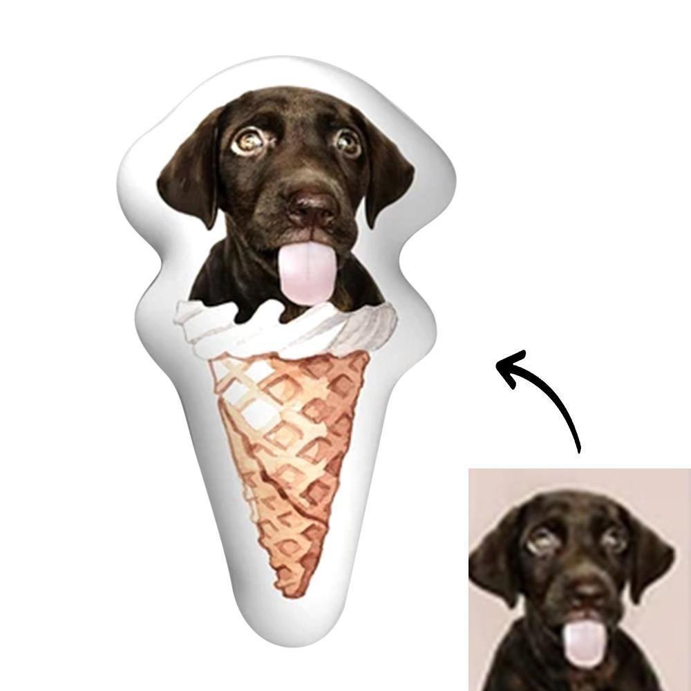 Personalised 3D Portrait Photo Pillow Ice Cream Cone Lovely Puppies 30*40cm - soufeelus