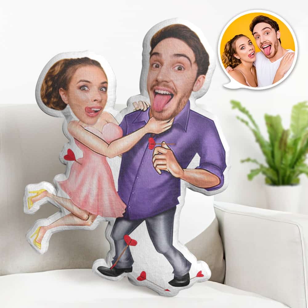 Valentine's Day Gift Custom Face Pillow, Cupid Selected Couple Face Doll, the Best Gift for Lover - soufeelus