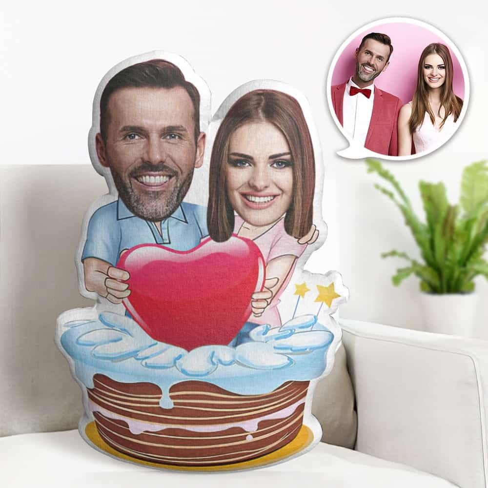 Valentine's Day Gift Custom Face Pillow, Couple in the Cake Face Doll, the Best Gift for Lover - soufeelus