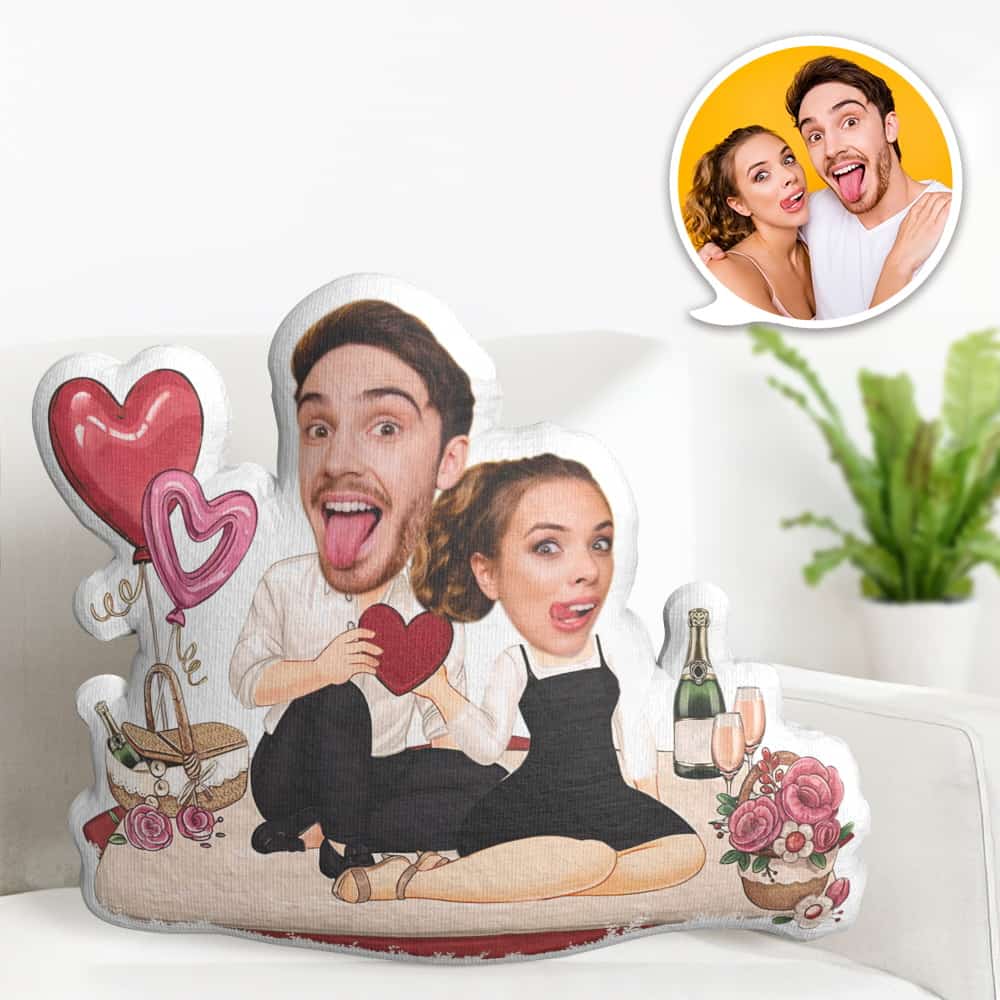 Valentine's Day Gift Custom Face Pillow, Couple Going on a Picnic Face Doll, the Best Gift for Lover - soufeelus