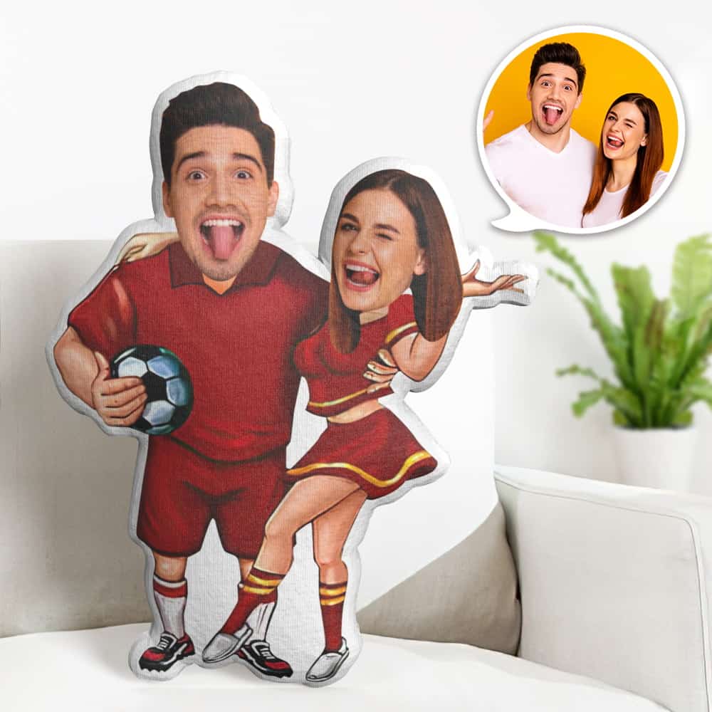 Valentine's Day Gift Custom Face Pillow, Soccer Player Couple Face Doll, the Best Gift for Lover - soufeelus