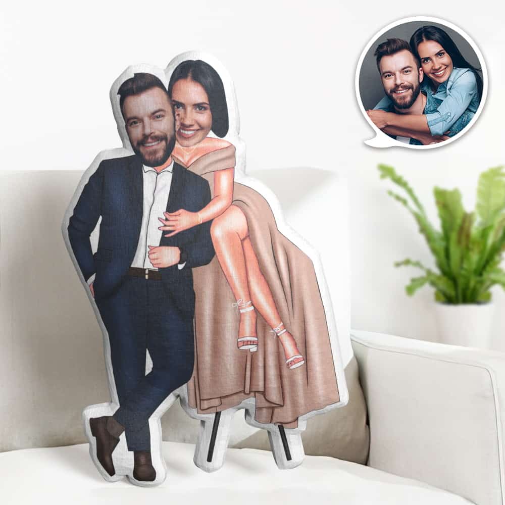 Valentine's Day Gift Custom Face Pillow, Couple Snuggling Together Face Doll, the Best Gift for Lover - soufeelus