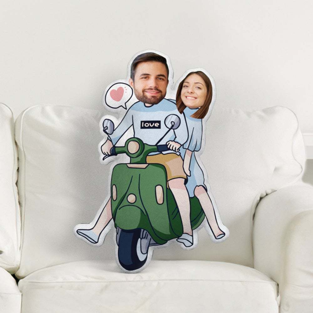 Love Gifts Custom MiniMe Pillow Personalized Couple Motorcycle Pillow Unique Photo Pillow Gifts for Her