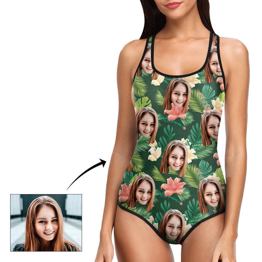 Custom Photo Swimsuit One Piece Swimsuit Tropical Style