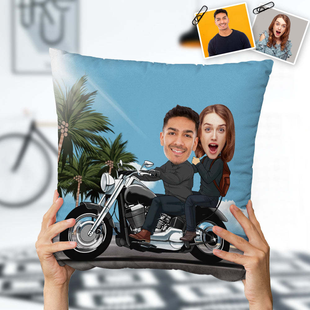 Custom Photo Pillow Personalized Harley Motors Couple Pillow Romantic Gift for Couple -
