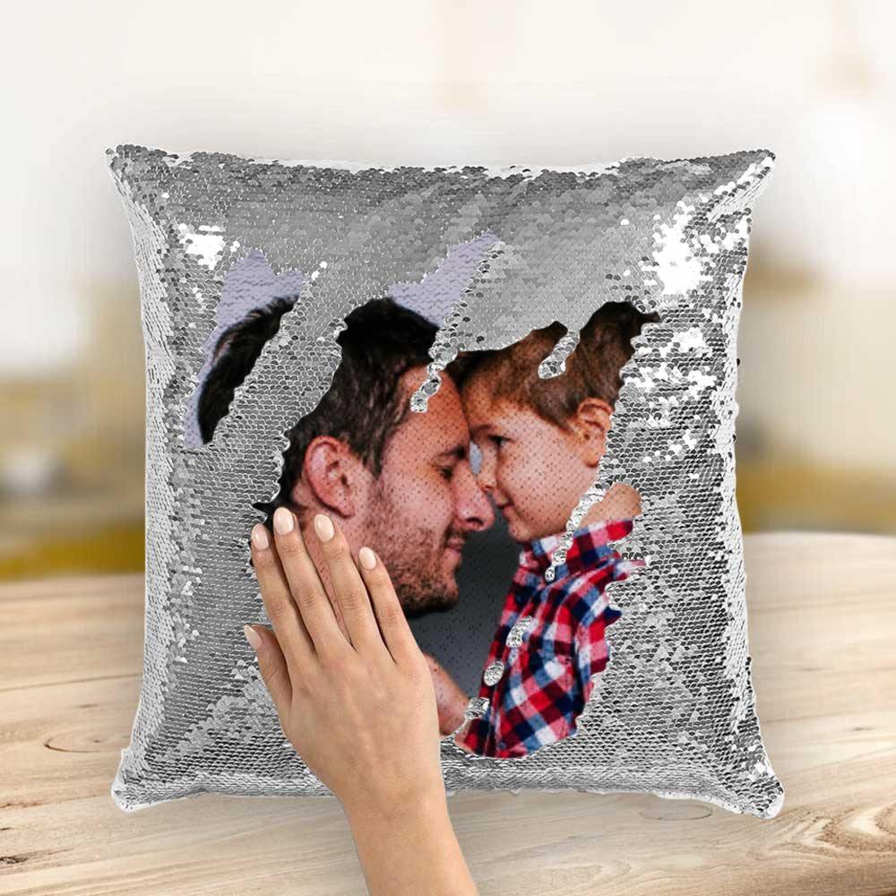 Custom Photo Magic Sequins Pillow Silver Color Shiny 15.75 * 15.75