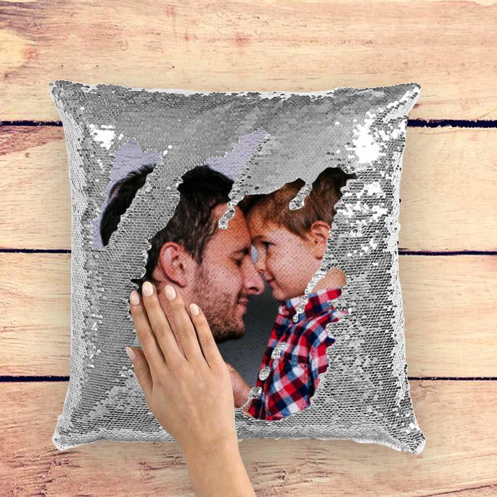 Custom Photo Magic Sequins Pillow Silver Color Shiny 15.75 * 15.75