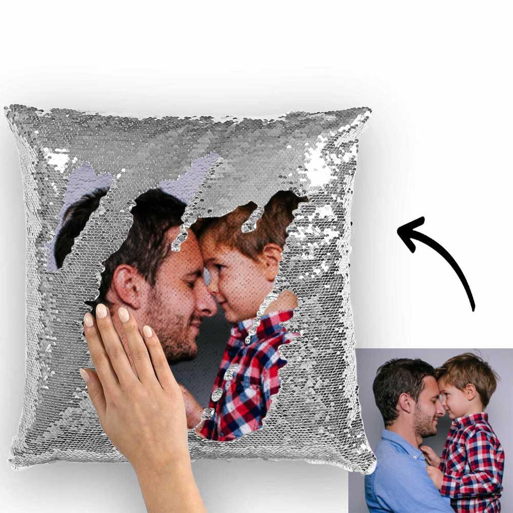 Custom Photo Magic Sequins Pillow Silver Color Shiny 15.75 * 15.75