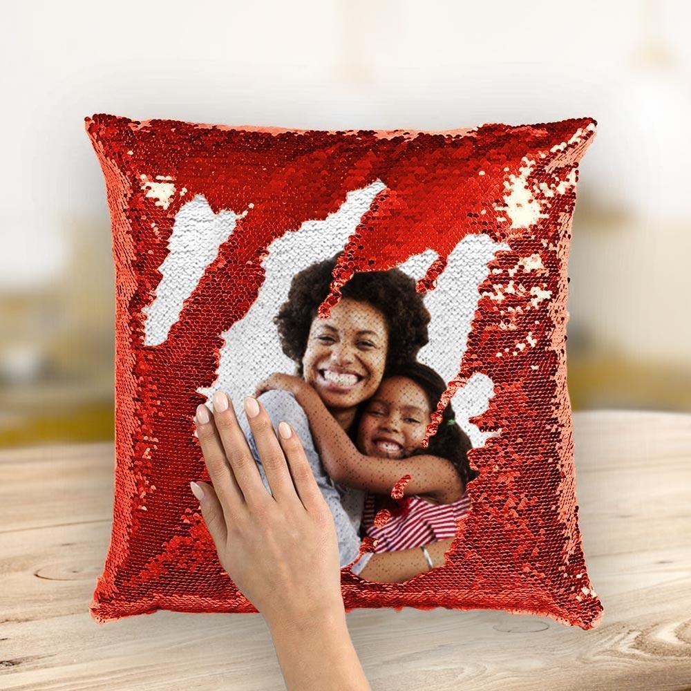 Photo Magic Sequins Pillow Red Shiny Best Gifts 15.75 * 15.75 - soufeelus